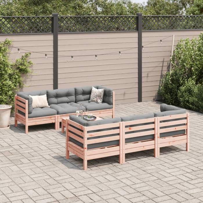 VidaXL Salon de jardin 7 pcs et coussins bois massif sapin de douglas 3299306