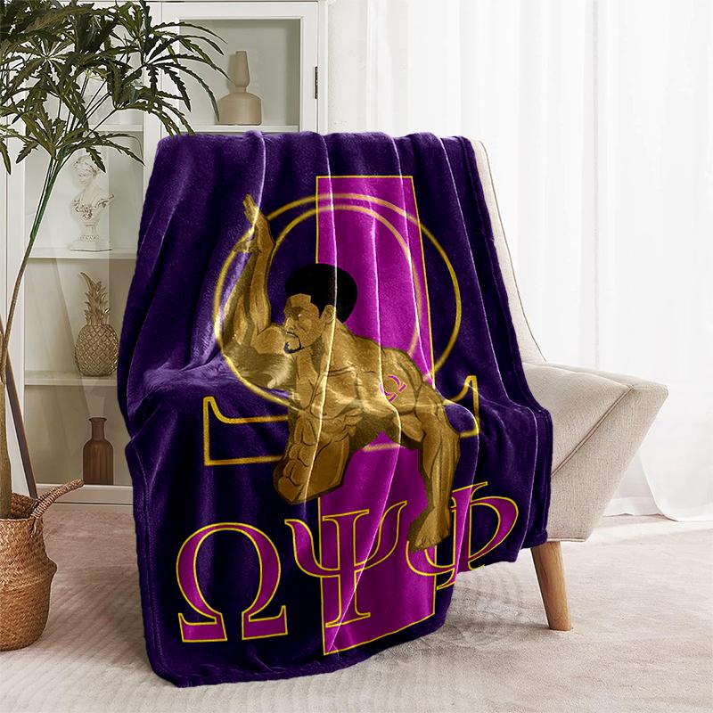 1pc Blanket Omega Psi Phi Print Design, Lightweight Blanket for Sofa, Bed- Soft &Warm, Gift for All Seasons like Christmas, Halloween