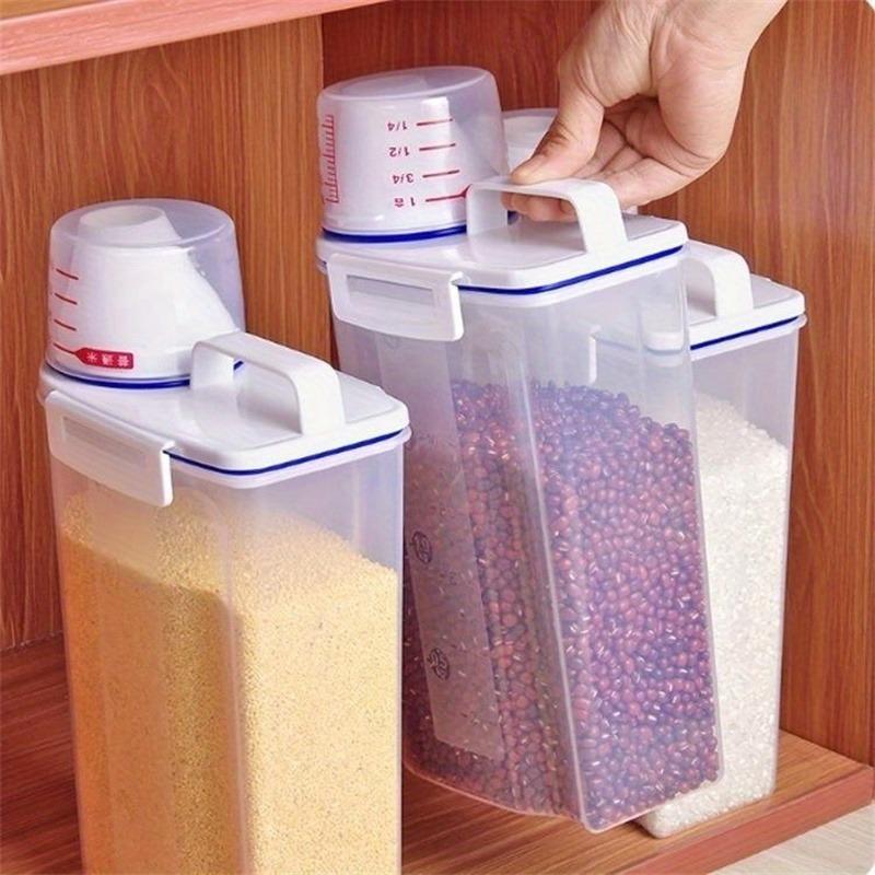 1pc New Kitchen Storage Organizer Grain Storage Container Rice Holder Box Cereal Bean Container Sealed Box with Measuring Cup
