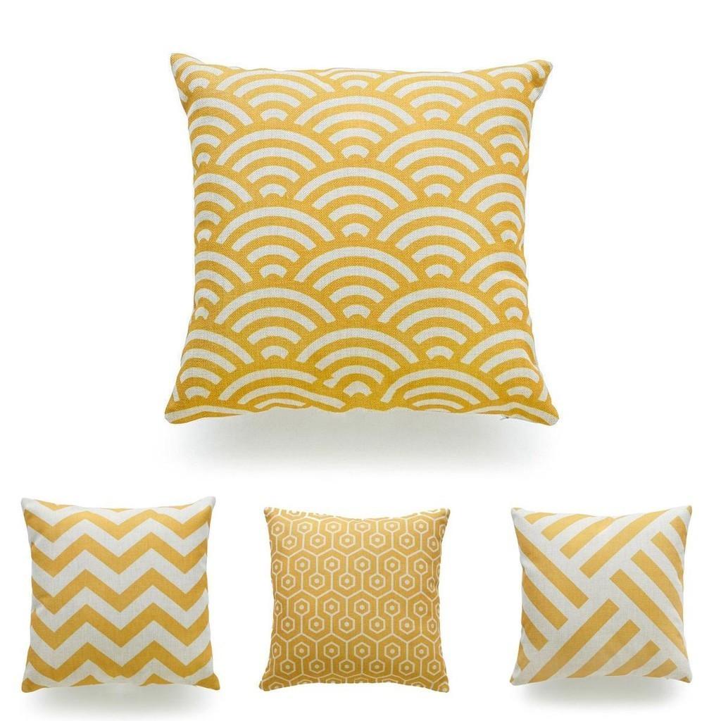 Premium Quality Mustard Yellow Geometric Cushion Cover For Seasonal Charm