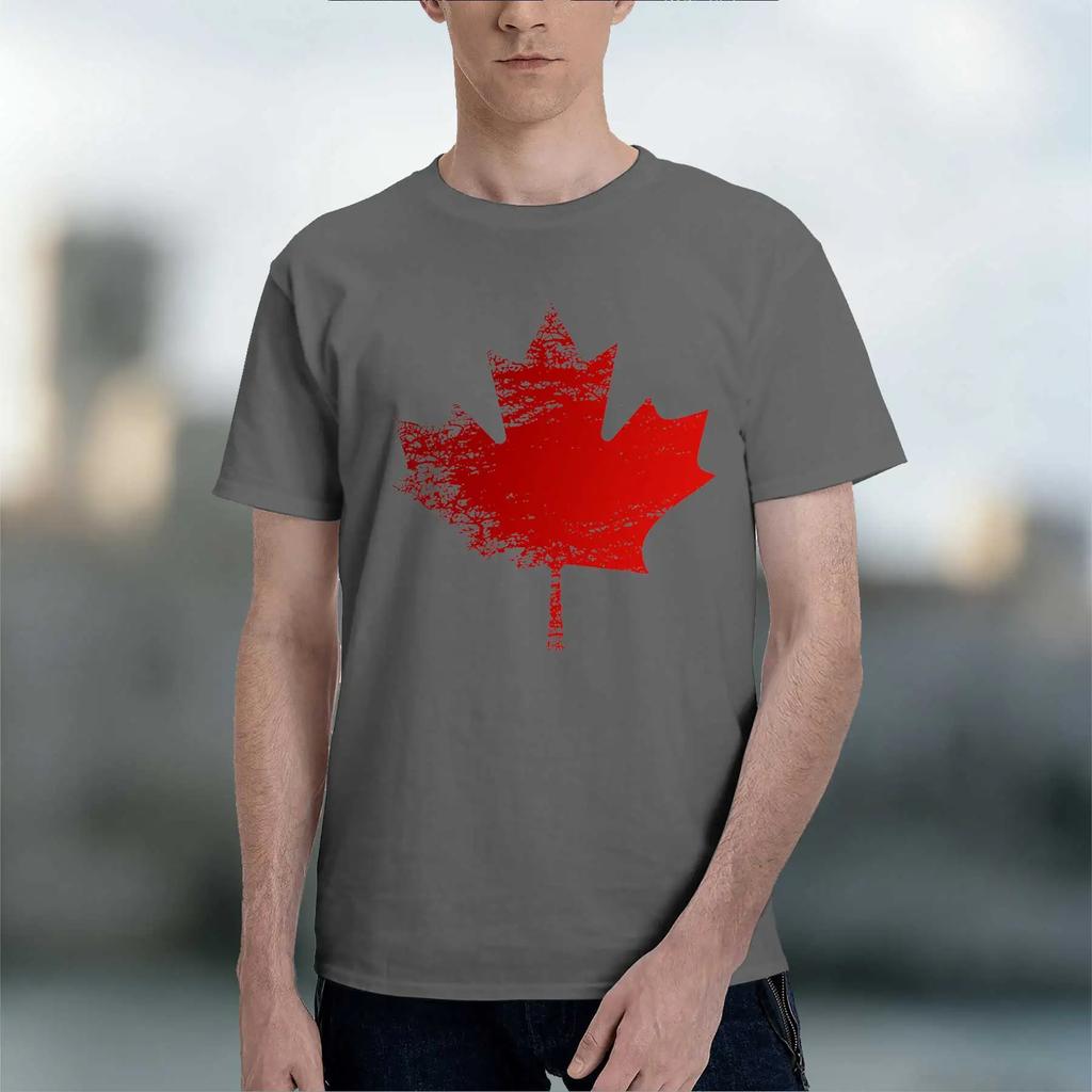 The Emblem of the Canadian Flag 2026 New Fashion Heavyweight Hot Selling Retro Printed Pattern Fun Round Neck Tshirt for Daily