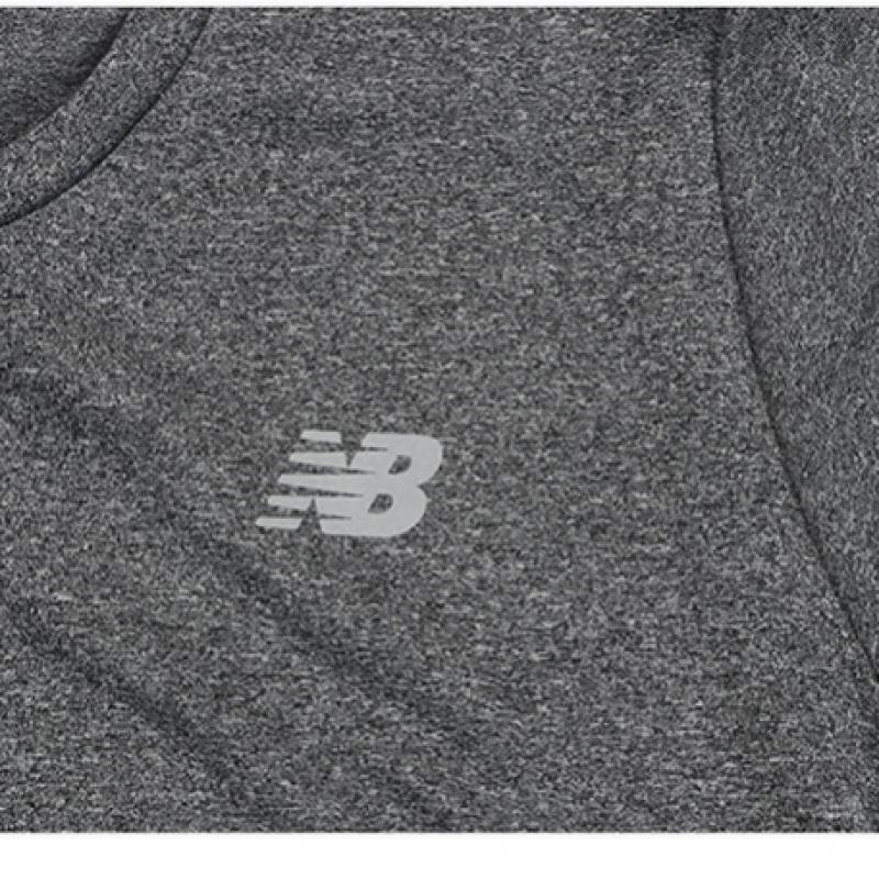 New Balance Women S Heathertech Long Short Sleeve teeS Dark Gray