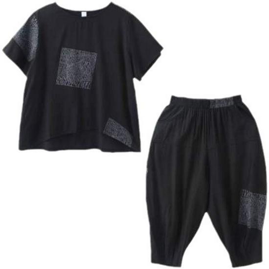 2025 Casual Plus-Size Summer Two-Piece Set: Loose Short-Sleeved Top & Trousers