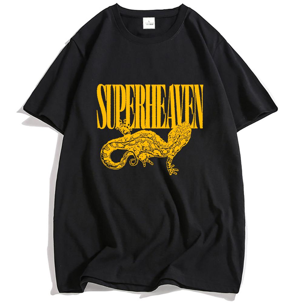 

SUPERHEAVEN Salamander Tee Summer Men Women Clothing Short Sleeve Cotton T-shirt Rock Band Hip Hop Streetwear Print Shirt XXL чорний
