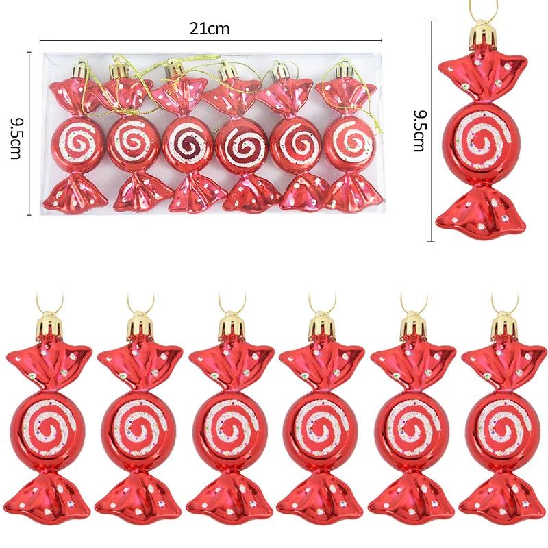 6pcs/box Christmas Candy Pendant Xmas Tree Hanging Ornaments Christmas Decorations For Home 2025 Navidad Noel New Year Kids Gift