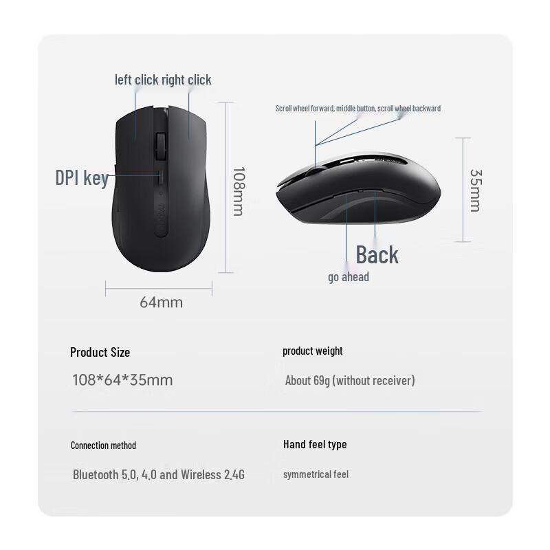 Rapoo M350L Multi-Mode Wireless/Bluetooth Silent Office Mouse