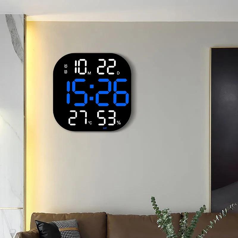 13inch LED Large Digital Wall Clock with Remote Control TEMP Humidity Week Auto Dimmer 12/24H Alarm Clock for Home Office Decor