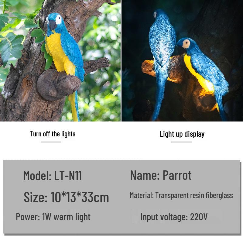 LED Resin Simulated Turtle, Raccoon, Toucan, and Parrot Outdoor Landscape Animal Lights
