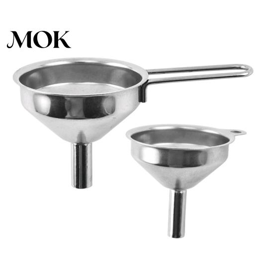 Long Handle Cooking Funnel Stainless Steel Mini with Smooth Stain Resistant Kitchen Pouring for Liquids Dry Ingredients Metal Essential Oils