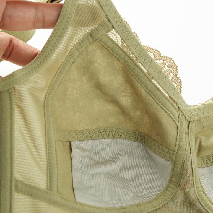 Damen Vollschalen-Spitzen-BH ohne Bügel, atmungsaktive Unterwäsche in großen Größen, Push-up-BH