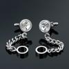 Men's Luxury Crystal Inlaid Gold and Silver Chain Cufflinks