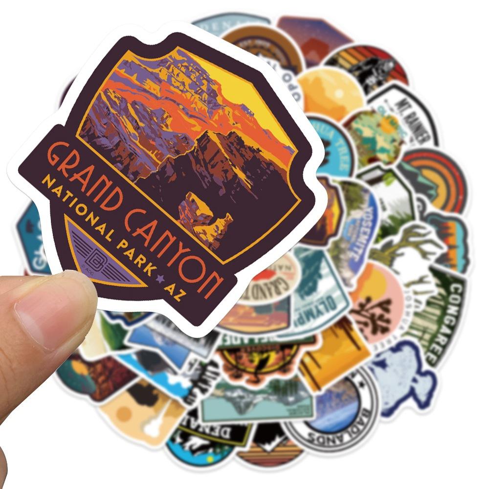 50pcs National Park Landscape Stickers Laptop Bicycle Guitar Skateboard Sticker DIY Graffiti Waterproof Decals