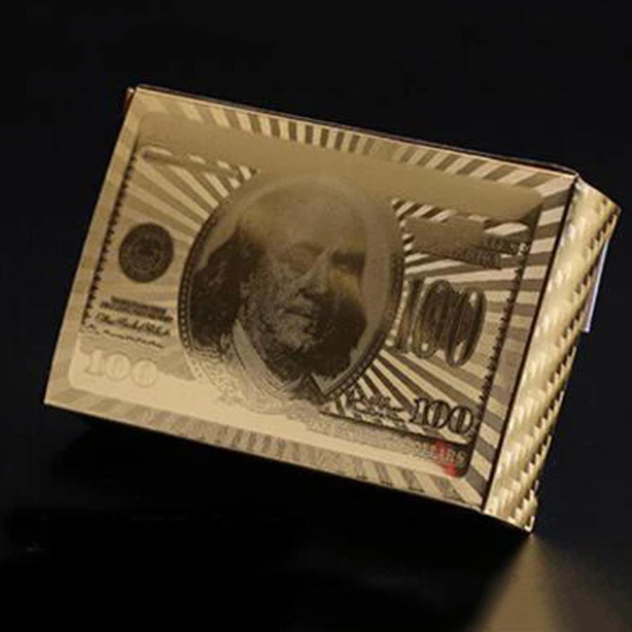 Golden Playing Entertain Cards Durable Waterproof Cards Gold Foil Pokers Set Magic Cards Plastic Foil Pokers Card Game Props TMZ