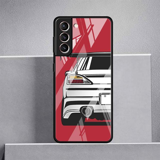 Carcasă din sticlă cu benzi desenate din Japonia JDM pentru mașini sport pentru Samsung Galaxy S22 S20 FE S21 Plus Husă pentru telefon S10 5G S9 Note 20 Ultra 10 Lite Shell