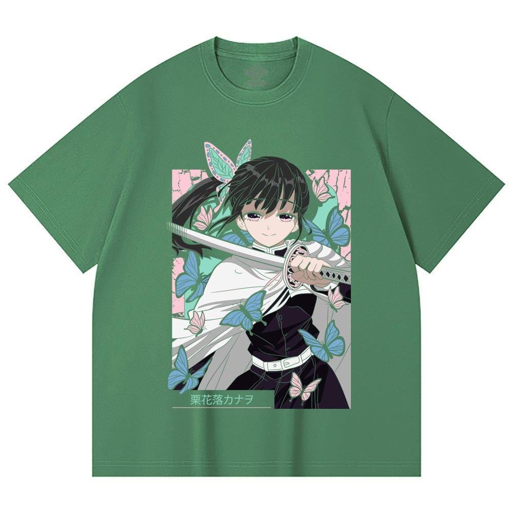230 Gsm 100% Cotton Demon Slayer V98 Kanao Print Unisex Heavy Cotton T Shirt