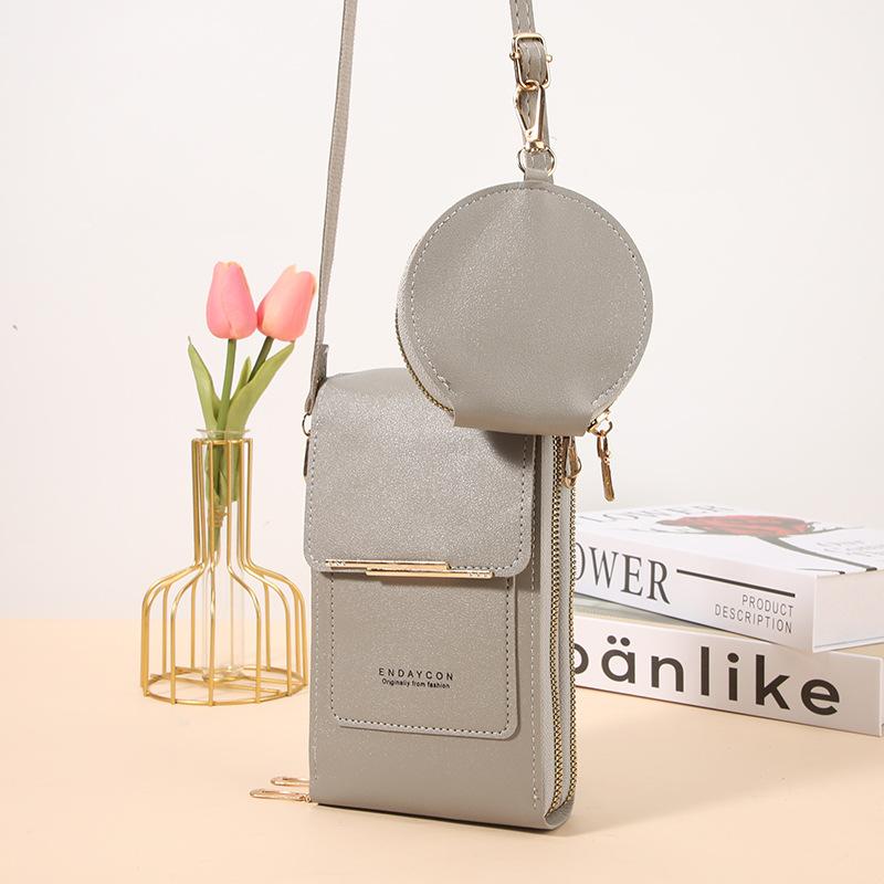 Fashion Two-piece Women's Bag Vertical Touchable Mobile Phone Bag Multi-compartment Messenger Bag with Mini Change Bag