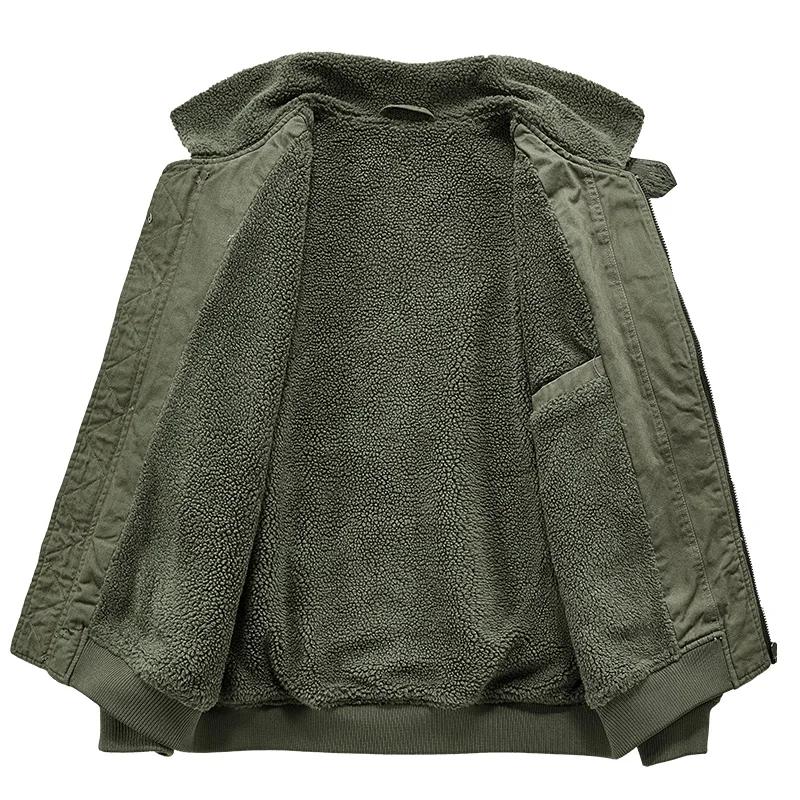 Men's Plus Velvet Jacket American High Street Retro Men's Lapel Cotton Coat Autumn and Winter Lamb Velvet Casual Tooling Jacket