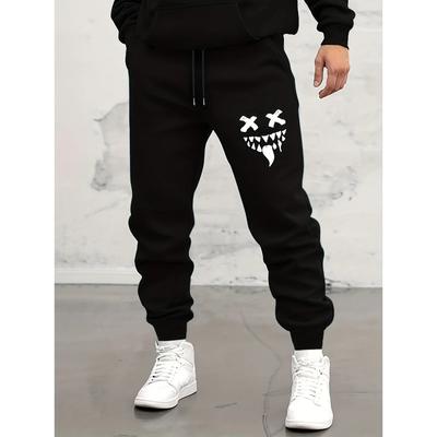 Herbst/Winter Herren Jogginghose Monster Smile Aufdruck Schnür-Jogginghose Herren Freizeithose für den täglichen Gebrauch mit Jogginghose S-3XL
