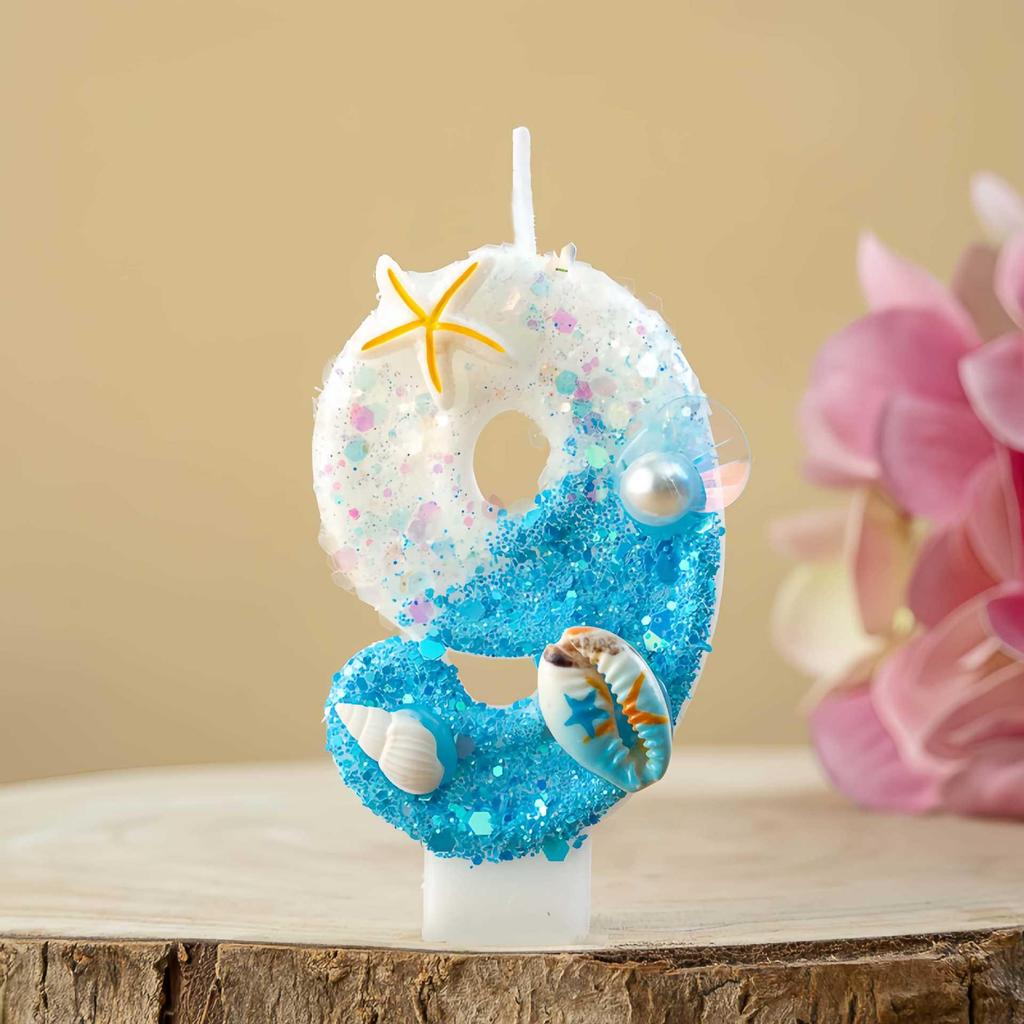 TEMU Xiyin Ocean-Themed Starfish & Conch Birthday Candles (Numbers 0-9) Cake Decorations