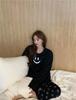 Women's Korean Smiley Cartoon Pajama Set - Soft, Skin-Friendly, Sporty Sleepwear