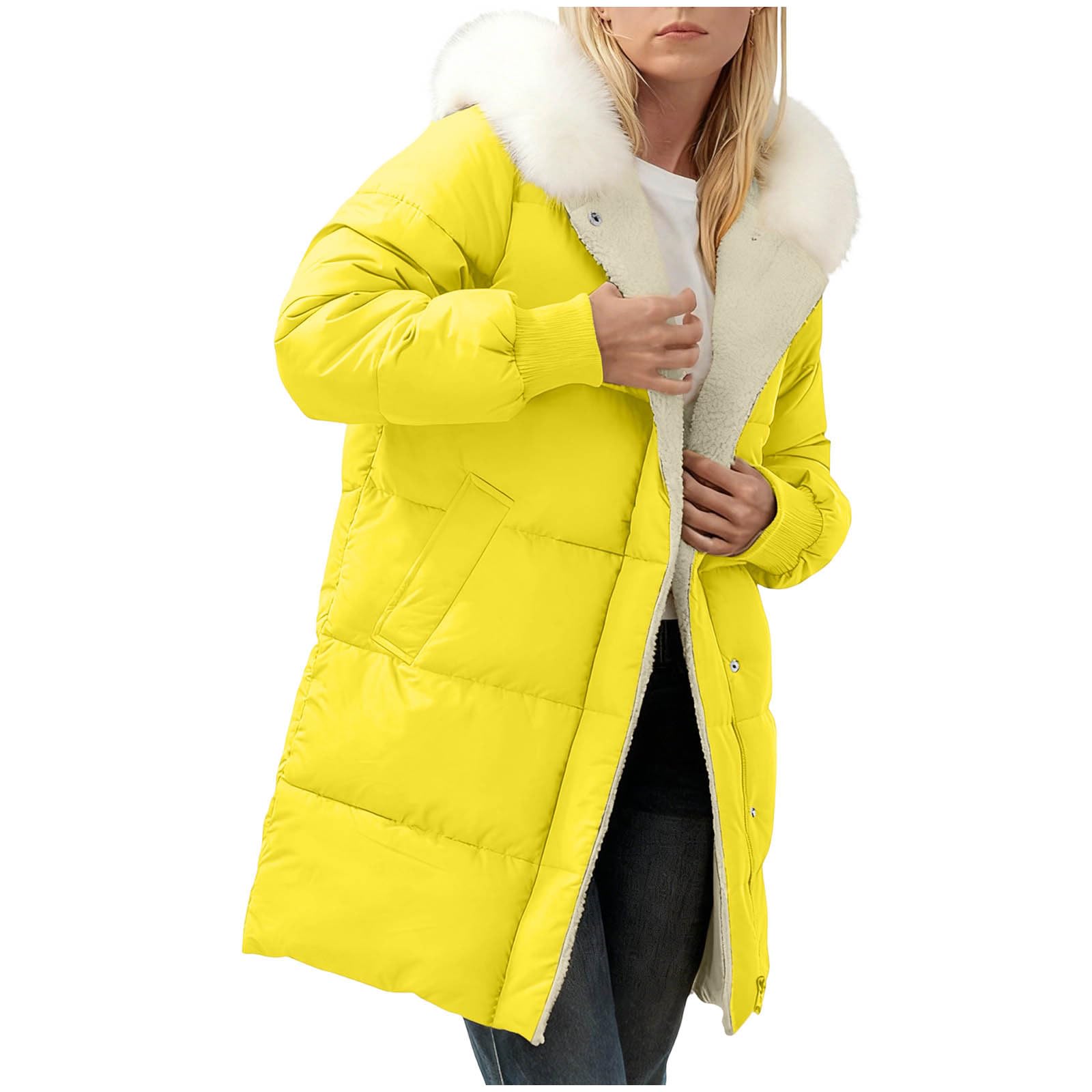 

Women s Fashion Winter Solid Color Long Sleeved Hooded Long Zipper Cotton Jacket Warm Coat Down Jacket XXL