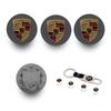 Compatible Porsche Wheel Hub Center Caps: 76mm & 65mm in Gloss Black, Bright Silver, Matte Silver, and Gray.