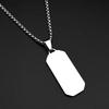 Stainless Steel Black Enamel Long Dog Tag Pendant Necklace for Women Men Silver Color Minimal Geometric Hip Hop Chain Jewelry