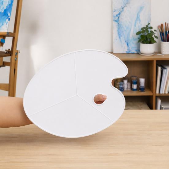 Partitioned Paint Palette Oval with Thumb Hole, Portable Artist Art Color Mixing Tray Painting for Acrylic Oil Watercolor