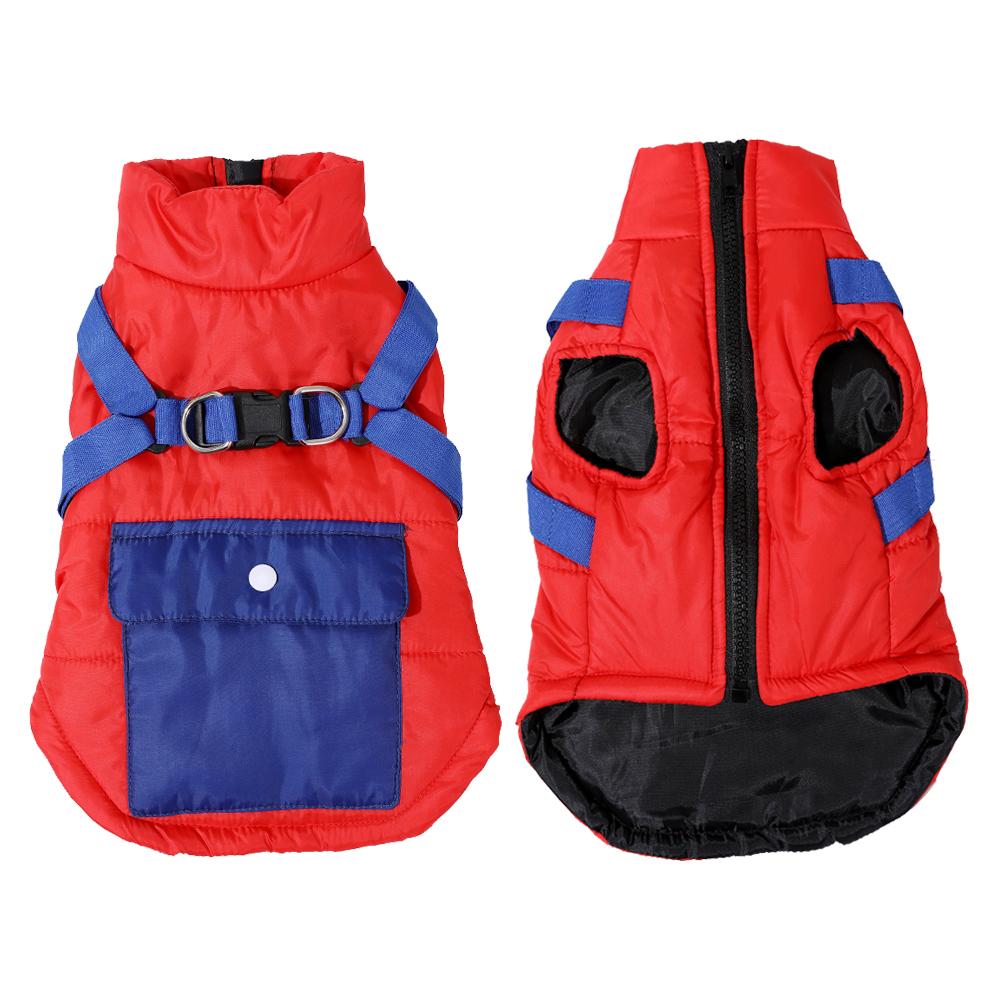 Warm Dog Coat Winter Waterproof Pet Clothes With Harness For Small Medium Dogs Cat Apparel Puppy Jacket Vest Yorkie Pug Costume