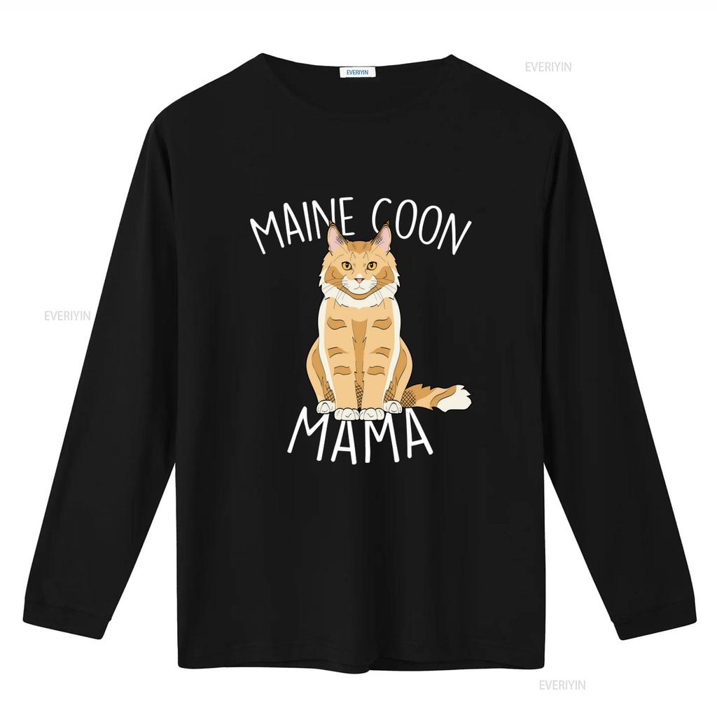 Maine Coon Mama T Shirt for Women Cat Lovers Cute Pet Mom Design with Red Ginger Print Vintage Washed Designer Clothes Unisex