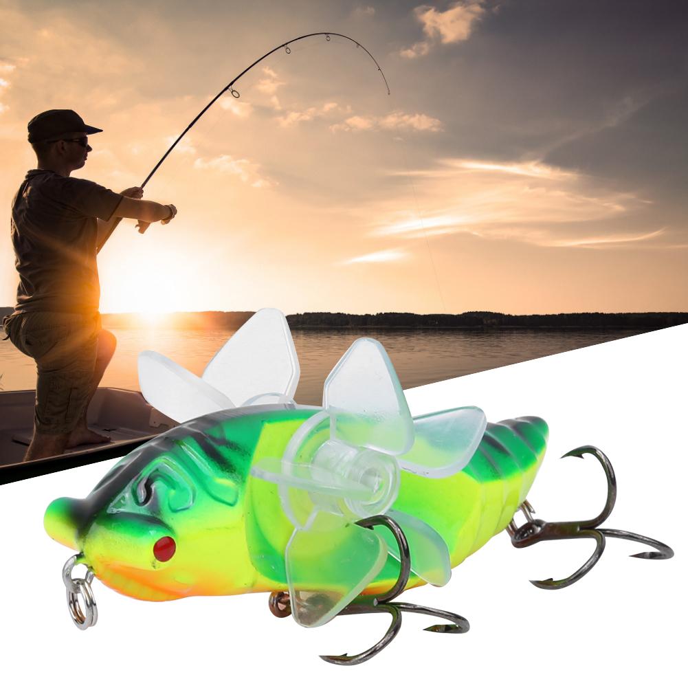 Hard Fish Lure Bionic Cicada Shape Fishing Bait with Rotating Spins Propeller Treble Hook