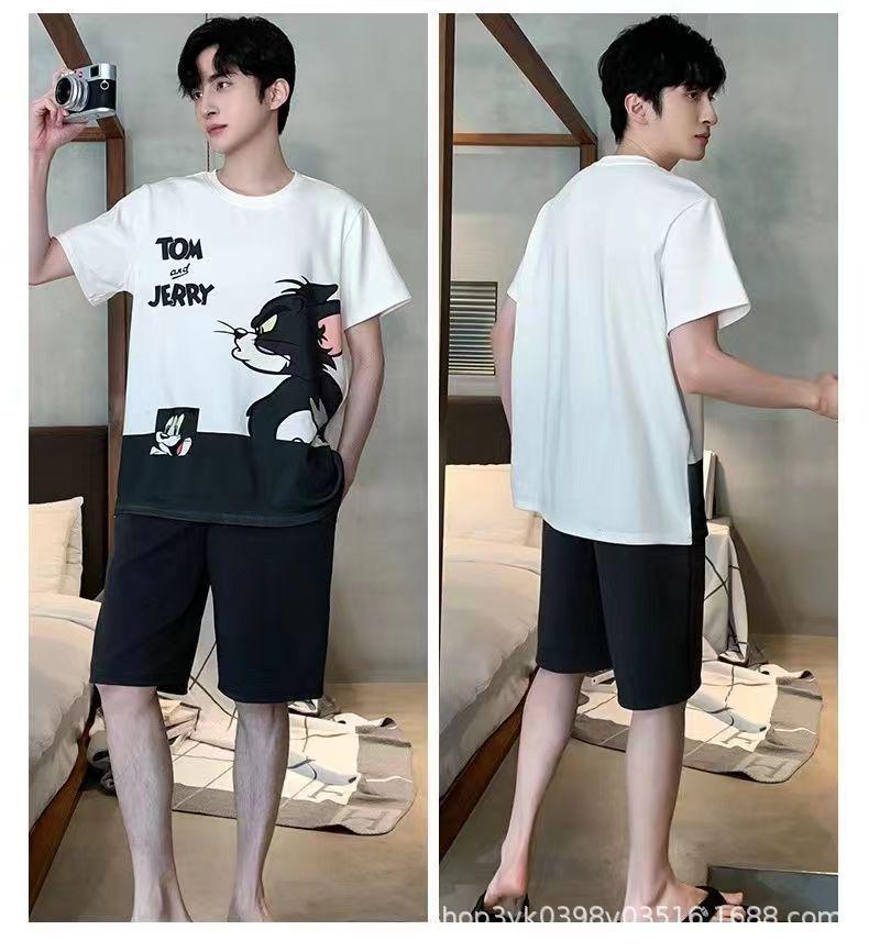 

Men s Summer 2025 Short Sleeve Pajamas - Casual Homewear & Outdoors for Teens and Men L 75-115 lbs
