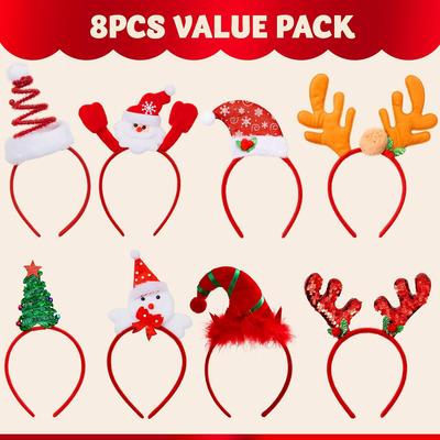JOYFY 8 PCS Christmas Headbands Head Hat Toppers Costume Accessories for Kids Christmas Parties Xmas Holiday Party Favors Gift