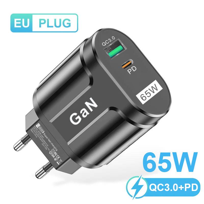 PD33W GaN QC3.0 Multi-Port EU Charger 9V/12V Fast Charging Adapter