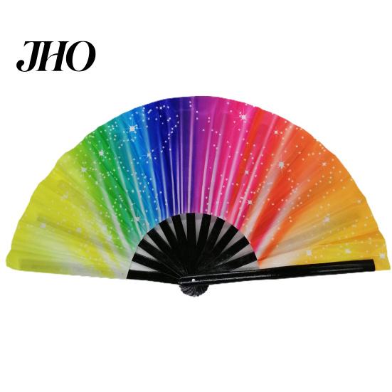 Folding Fan Sturdy Bone Exquisite Pattern Bright Color Performance Glow in The Dark Festival Party Supply Large Hand