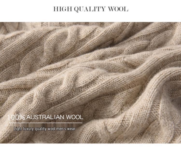 Men's Plus Size Cashmere Sweater - Half High Neck, Zipper, Business Casual Knit for Autumn/Winter