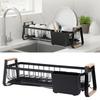Dish Rack and Drain Board Kitchen Plate Cup Dish Drying Rack Tray Cutlery Dish Drainer with Wood Handle