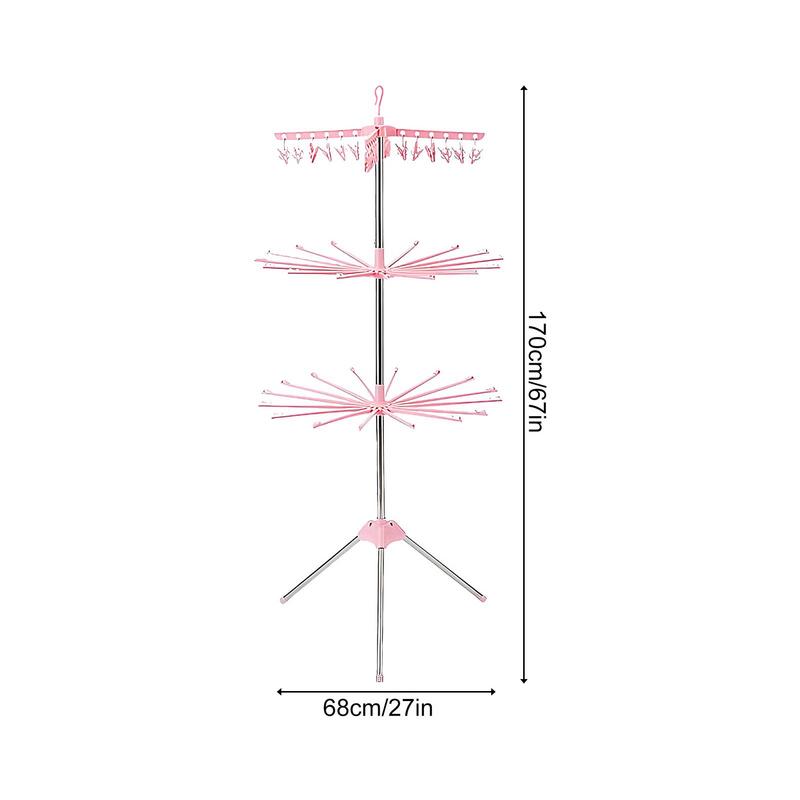Tripod Clothes Drying Rack Portable Space Saving Height-Adjustable Stainless Steel Laundry Drying Rack Indoor Floor Clothes Rack