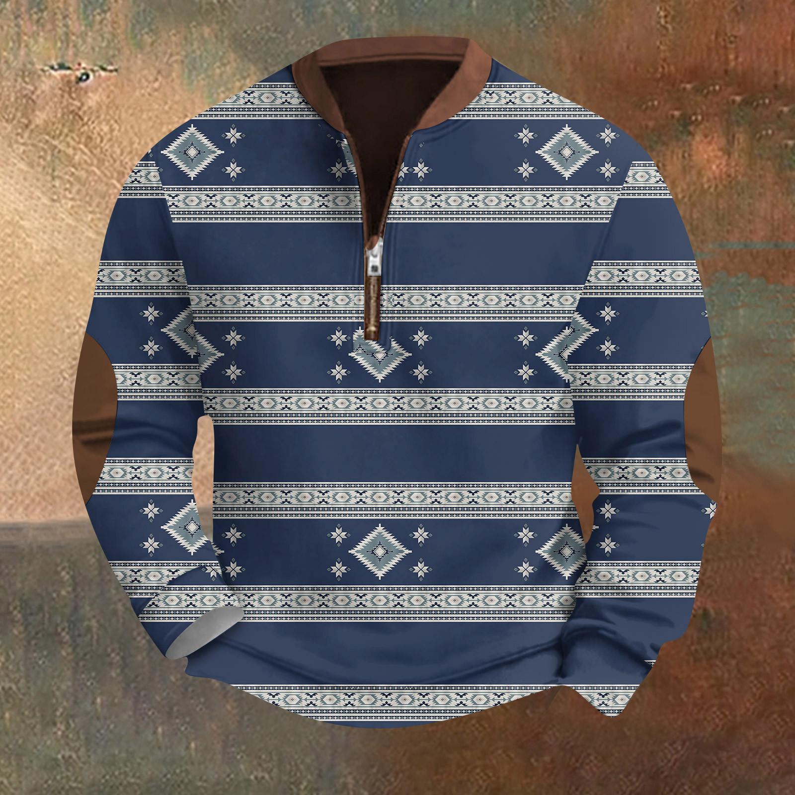 Мужская повседневная толстовка в стиле ретро с градиентным принтом L синий 2237₽