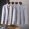 Gok Pure Cotton! Oxford Cloth Shirt! Classic All-Match! Foreign Trade Men's Factory Tail Goods Plaid Long sleeve Shirts Tide