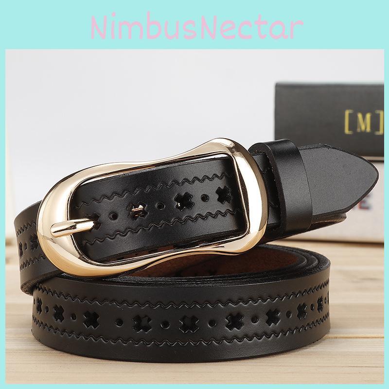 X Ladies Graphic Genuine Leather Belt Alloy Pin Buckle Casual Decoration Wear