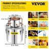 Alcohol Still, 50L Stainless Steel Water Alcohol Distiller W/ Condenser, 13.2Gal Wine Making Boiler W/ Copper Tube, Home Brewing Kit W/ Built-in
