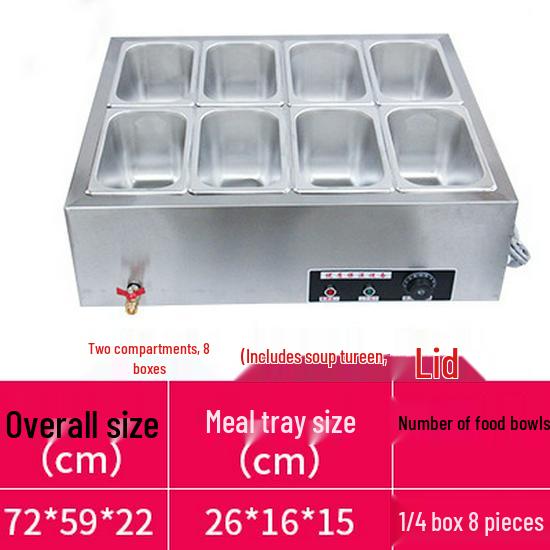 Stainless Steel Electric Food Warming Table - Multi-Functional Countertop Heater for Soups & Dishes.