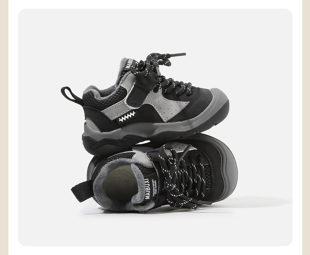 Children's Fleece-Lined Winter Shoes: Non-Slip, Soft Sole, Color-Block Sports and Casual Styles for Boys and Girls