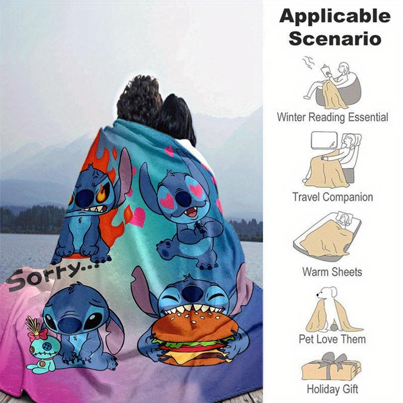 1pc Stitch Printing Blanket - Soft, All-Season Throw for Living Room, Beroom,Personalize Gift with Aorable Cartoon Esign