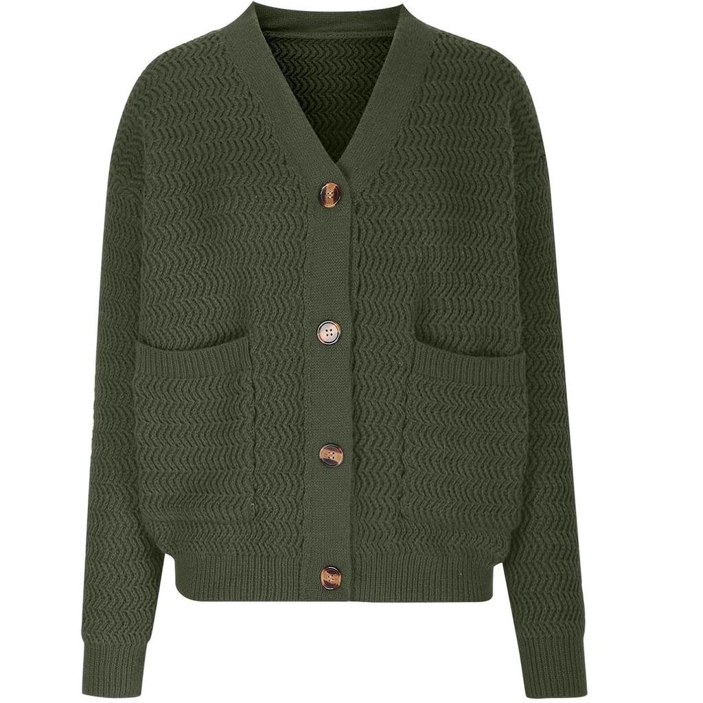 Women's Fashion Casual Solid Color Front Open Long Sleeve Thick Knit Cardigan Sweater Coat
