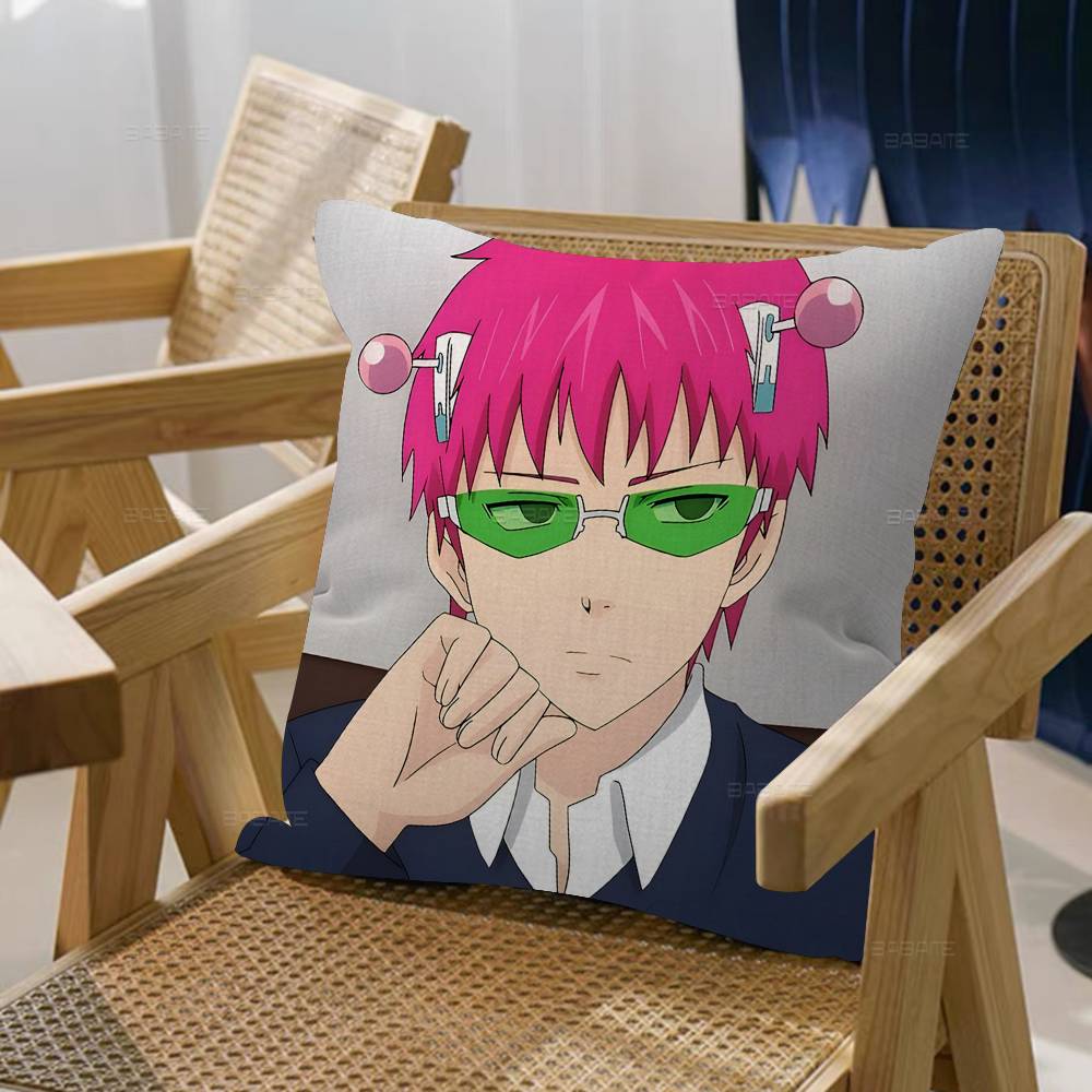 Anime Role Saiki K Chibi Cartoon Pillow Cushion Cover Pillowcase Living Room Sofa Home Decor Customized