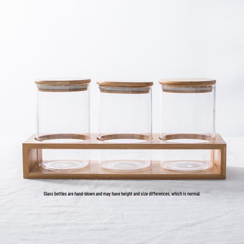 Qianxing High Borosilicate Glass Jars with Bamboo Rack