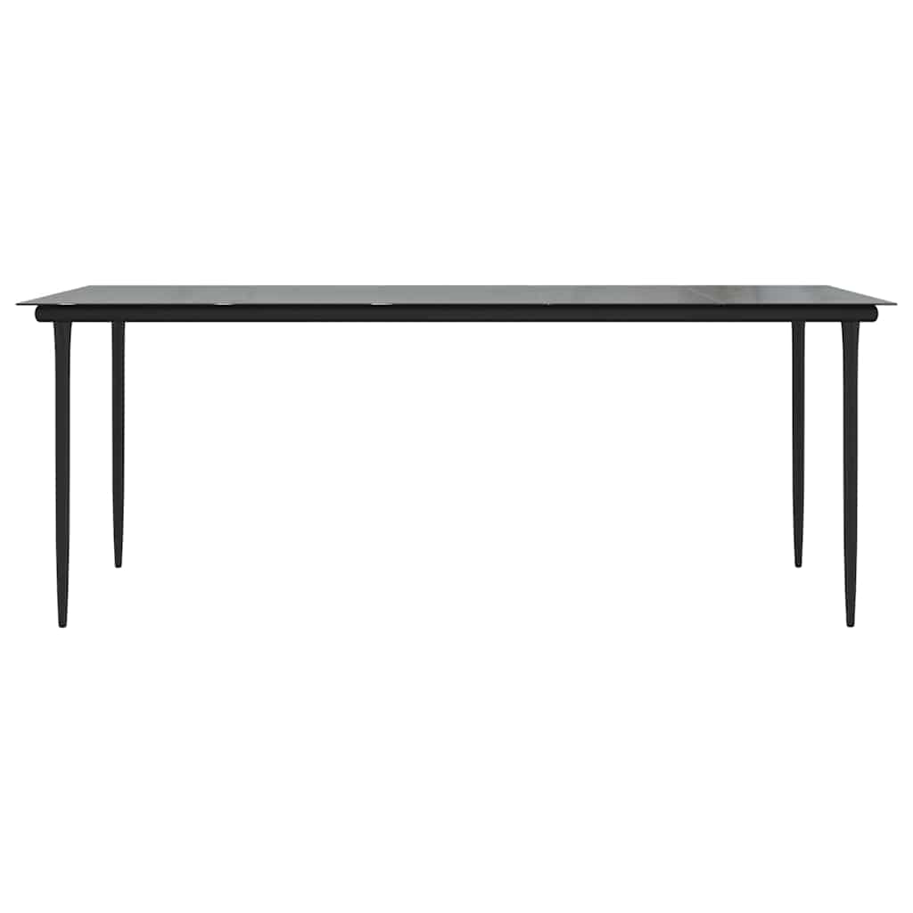Garden Dining Table Black 200 x 100 x 74 cm Steel and Tempered Glass