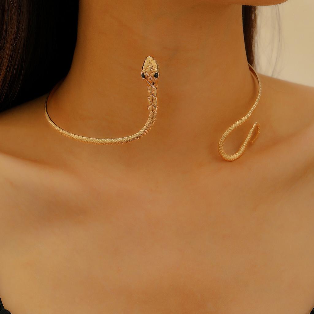 European and American Snake-shaped Design Open Neck Chain Women's Snake Shape Personalized Trend Wind Necklace